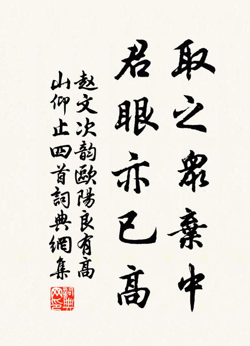 赵文取之众弃中，君眼亦已高书法作品欣赏