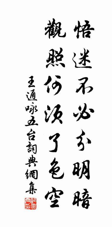 王通悟迷不必分明暗，观照何须了色空书法作品欣赏