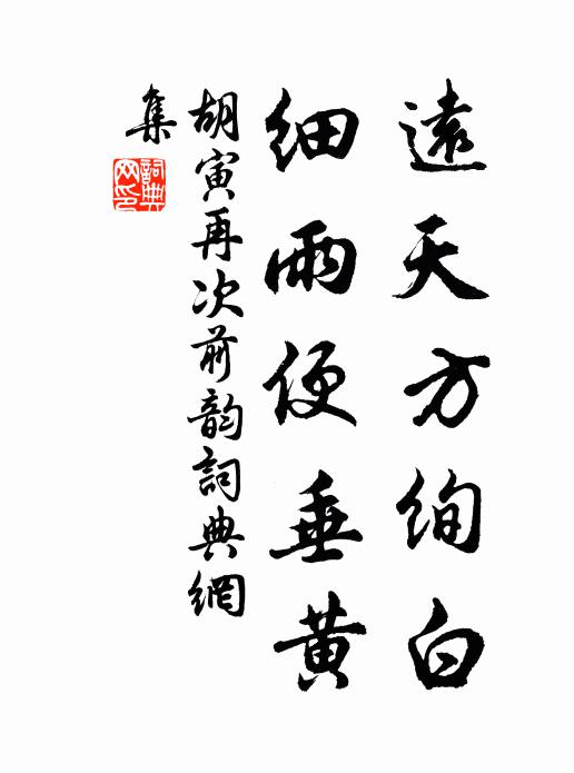 胡寅远天方绚白，细雨便垂黄书法作品欣赏