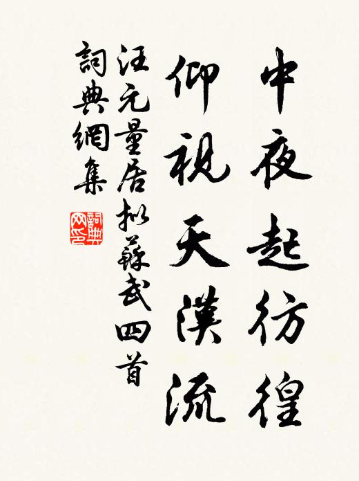 汪元量中夜起彷徨，仰视天汉流书法作品欣赏