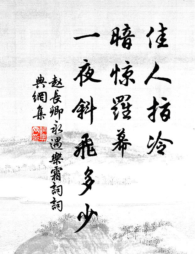 赵长卿佳人指冷，暗惊罗幕，一夜斜飞多少书法作品欣赏