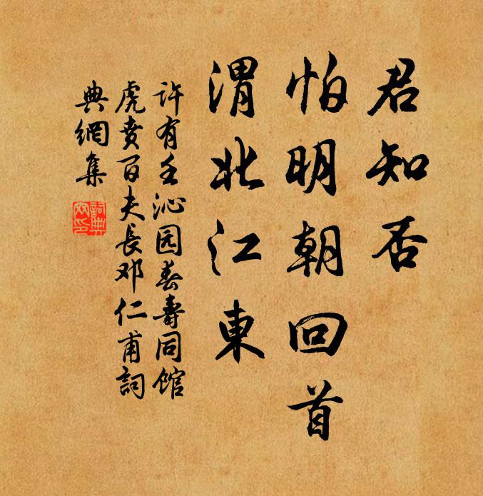许有壬君知否，怕明朝回首，渭北江东书法作品欣赏