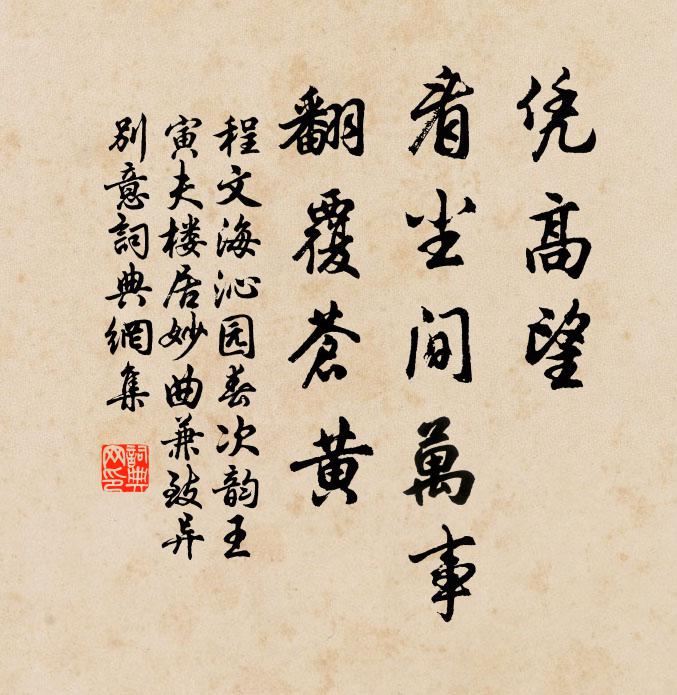 程文海凭高望，看尘间万事，翻覆苍黄书法作品欣赏