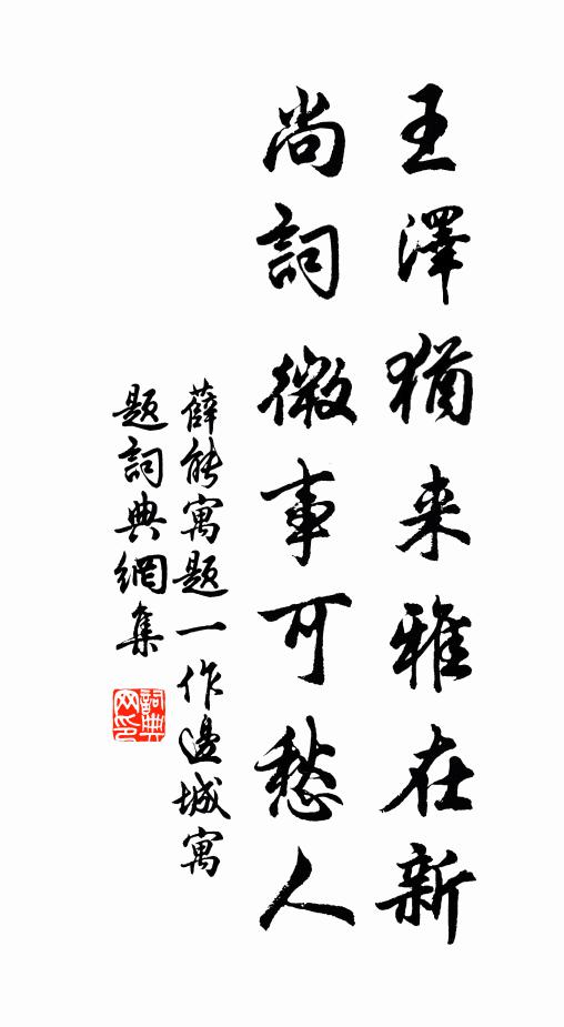 薛能王泽犹来雅在新，尚词微事可愁人书法作品欣赏