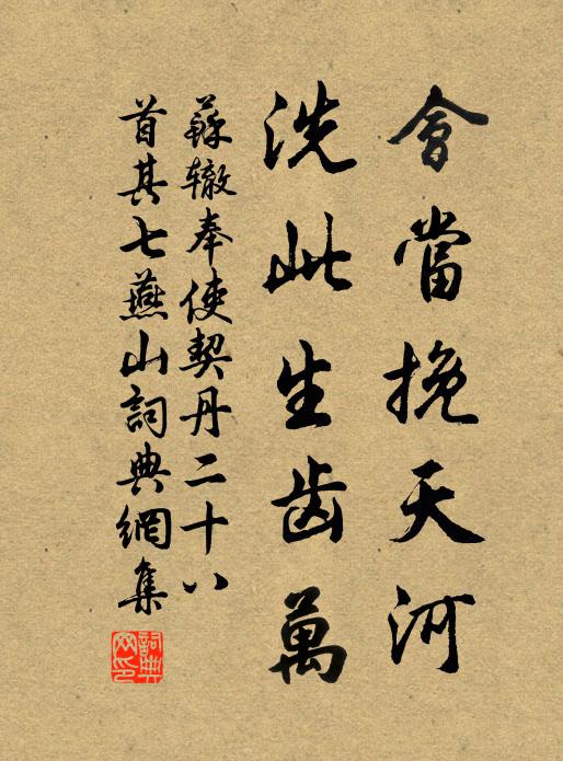 苏辙会当挽天河，洗此生齿万书法作品欣赏