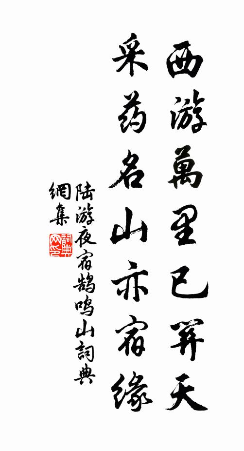 陆游西游万里已关天，采药名山亦宿缘书法作品欣赏