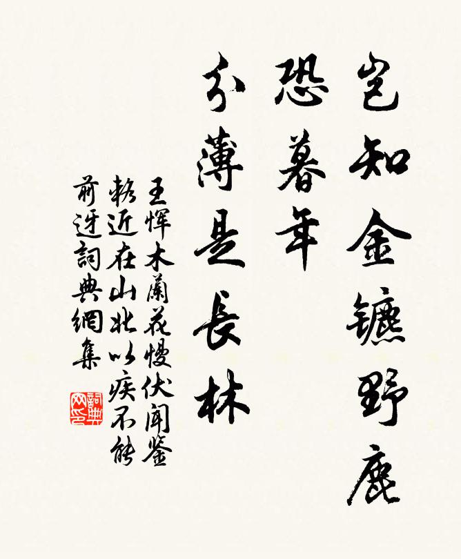 王恽岂知金镳野鹿，恐暮年、分薄是长林书法作品欣赏