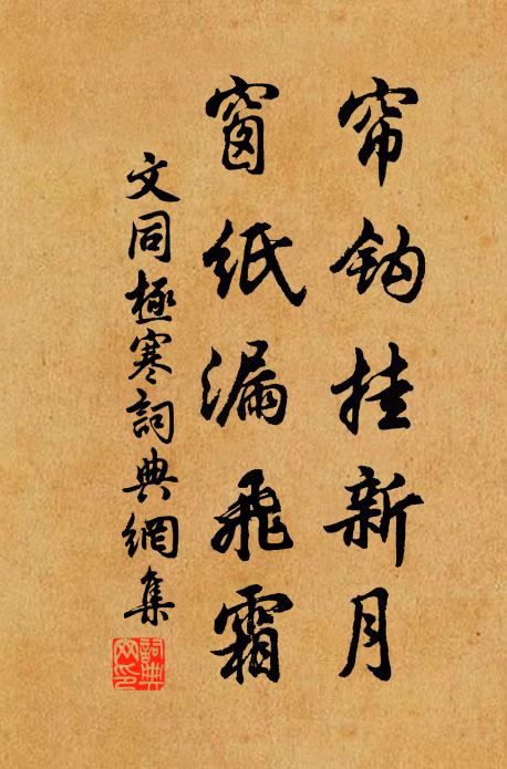 文同帘钩挂新月，窗纸漏飞霜书法作品欣赏