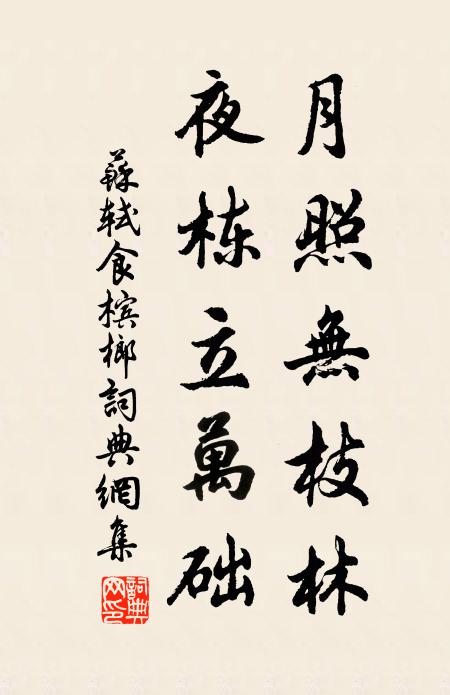 苏轼月照无枝林,夜栋立万础书法作品欣赏