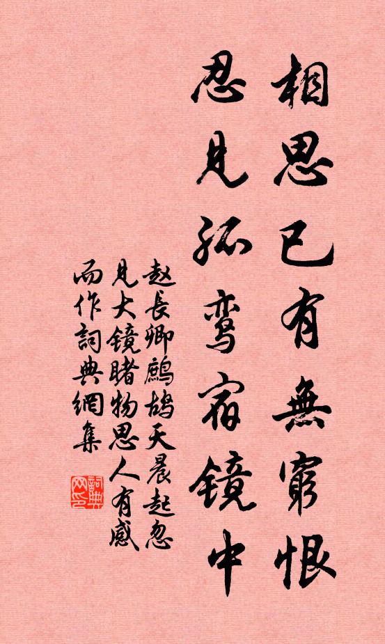 赵长卿相思已有无穷恨，忍见孤鸾宿镜中书法作品欣赏