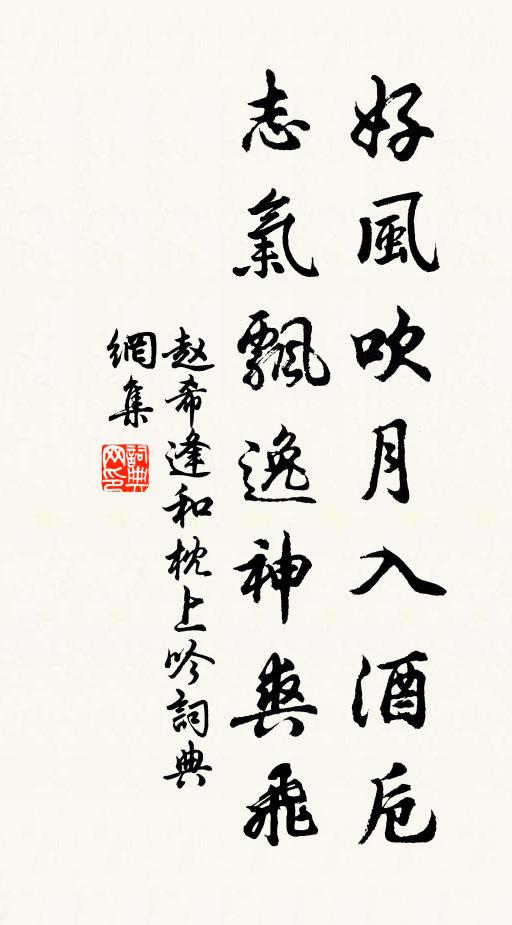 赵希逢好风吹月入酒卮，志气飘逸神爽飞书法作品欣赏