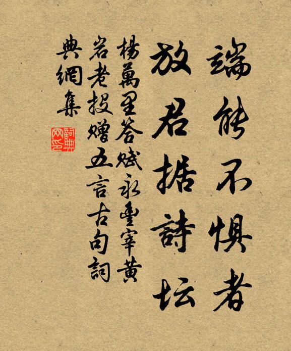 杨万里端能不惧者，放君据诗坛书法作品欣赏
