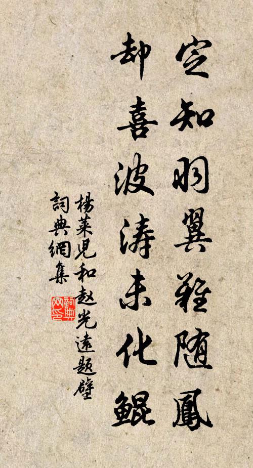 杨莱儿定知羽翼难随凤，却喜波涛未化鲲书法作品欣赏