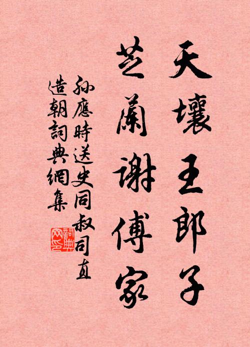 孙应时天壤王郎子，芝兰谢傅家书法作品欣赏