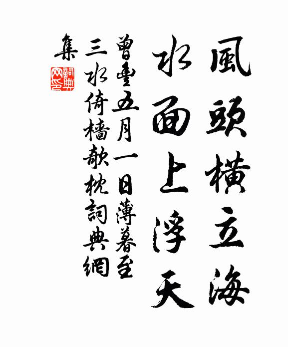 曾丰风头横立海，水面上浮天书法作品欣赏