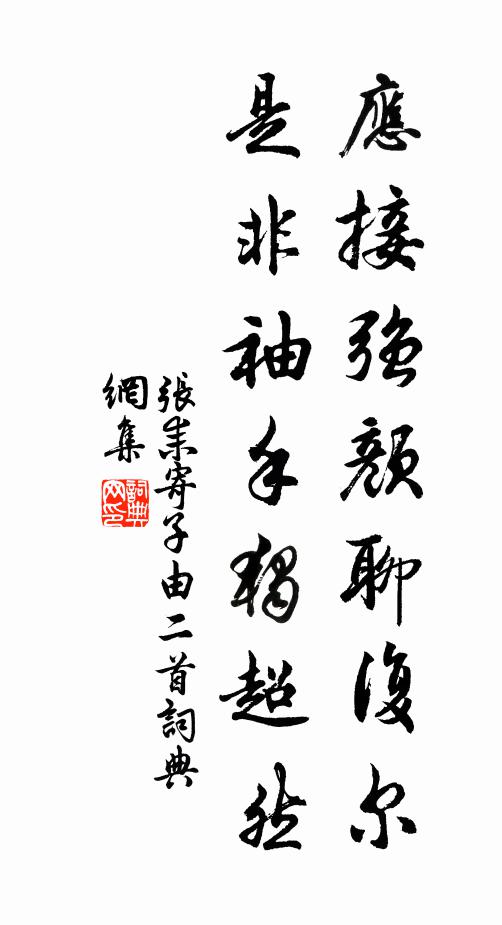 张耒应接强颜聊复尔，是非袖手独超然书法作品欣赏