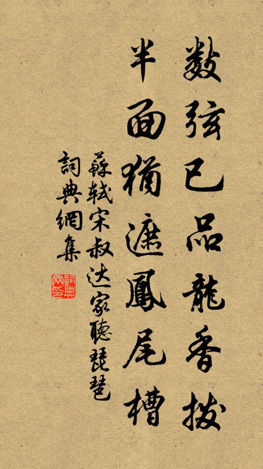 苏轼数弦已品龙香拨，半面犹遮凤尾槽书法作品欣赏
