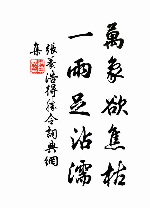 张养浩万象欲焦枯，一雨足沾濡书法作品欣赏