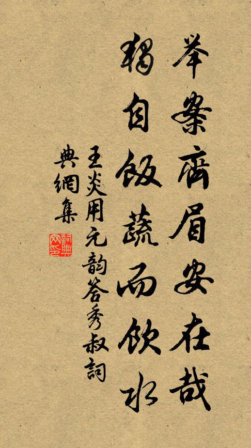 王炎举案齐眉安在哉，独自饭蔬而饮水书法作品欣赏