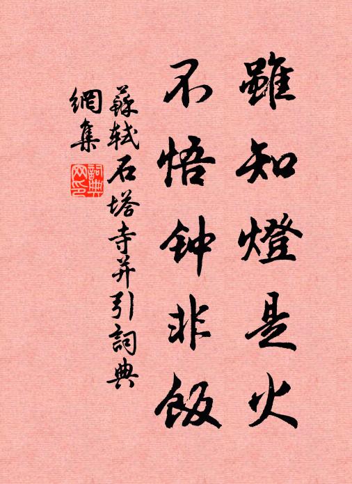 苏轼虽知灯是火，不悟钟非饭书法作品欣赏