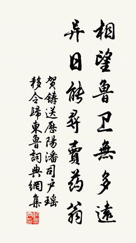 贺铸相望鲁卫无多远，异日能寻卖药翁书法作品欣赏