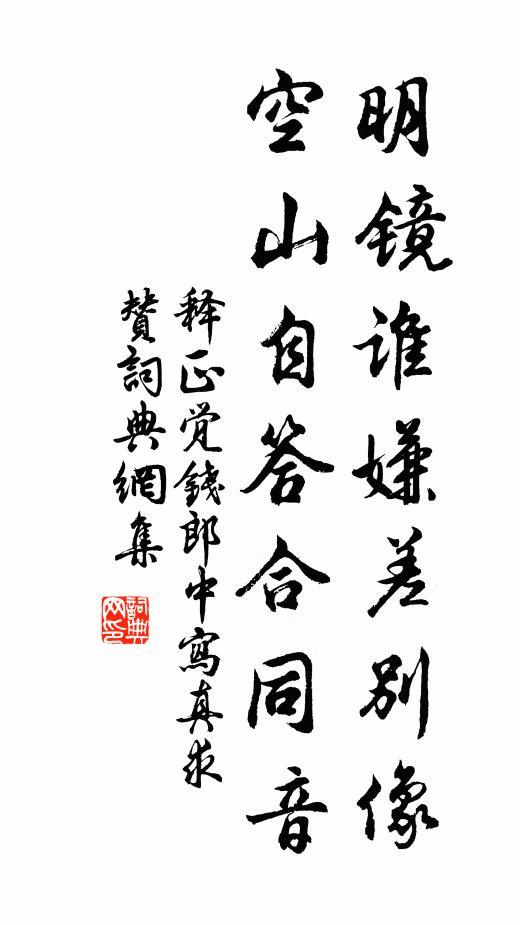 释正觉明镜谁嫌差别像，空山自答合同音书法作品欣赏