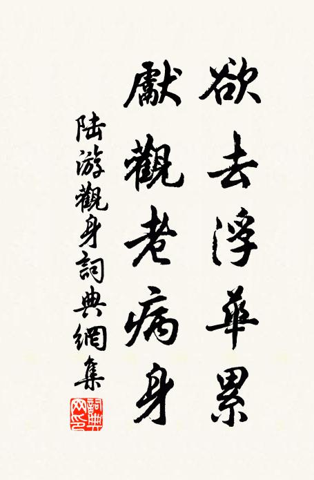 陆游欲去浮华累，先观老病身书法作品欣赏