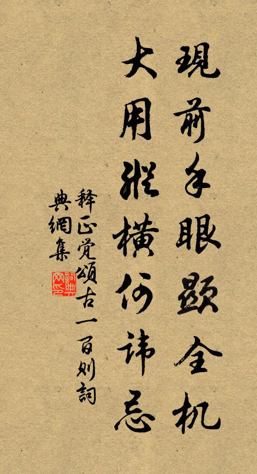 释正觉现前手眼显全机，大用纵横何讳忌书法作品欣赏