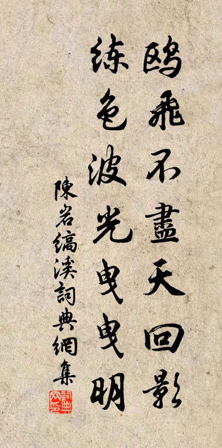 陈岩鸥飞不尽天回影，练色波光曳曳明书法作品欣赏