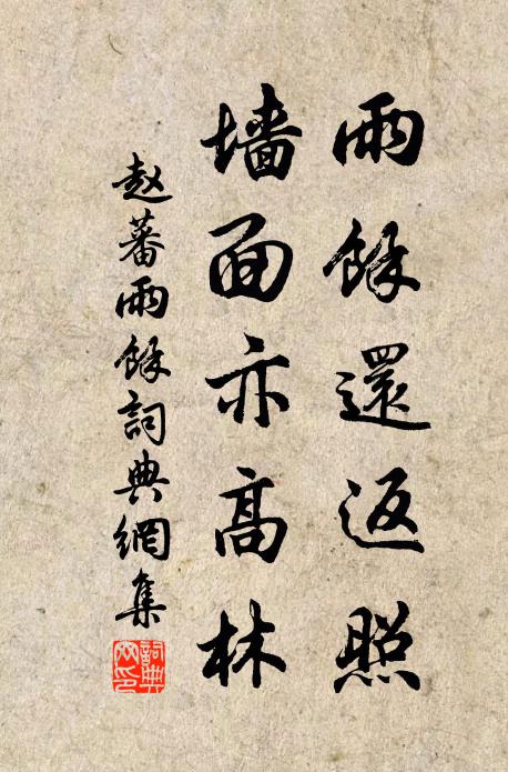 赵蕃雨余还返照，墙面亦高林书法作品欣赏