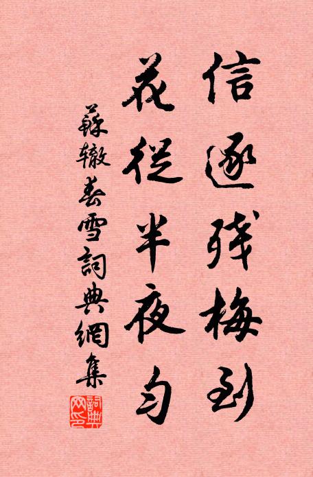 苏辙信逐残梅到，花从半夜匀书法作品欣赏