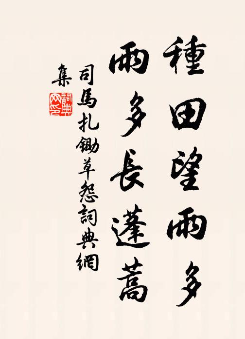 司马扎种田望雨多，雨多长蓬蒿书法作品欣赏