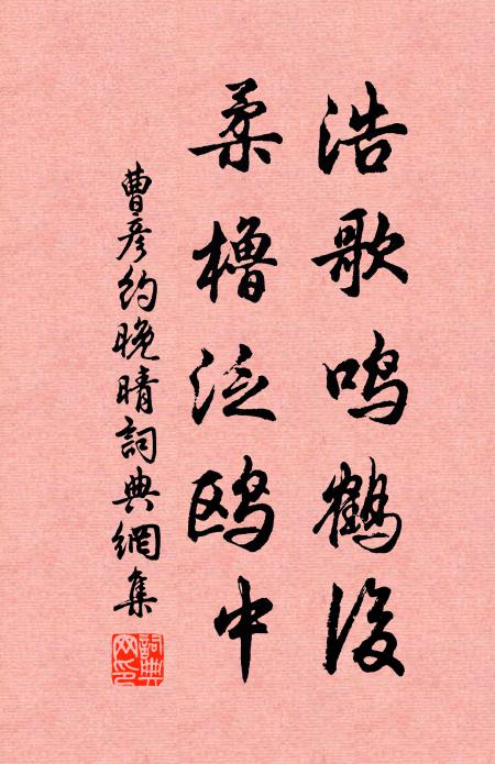 曹彦约浩歌鸣鹤后，柔橹泛鸥中书法作品欣赏