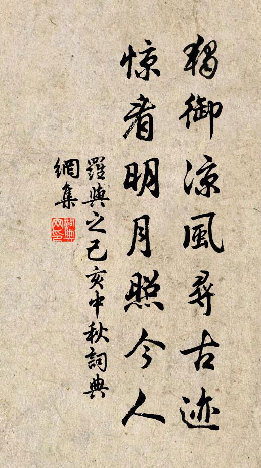 罗与之独御凉风寻古迹，惊看明月照今人书法作品欣赏