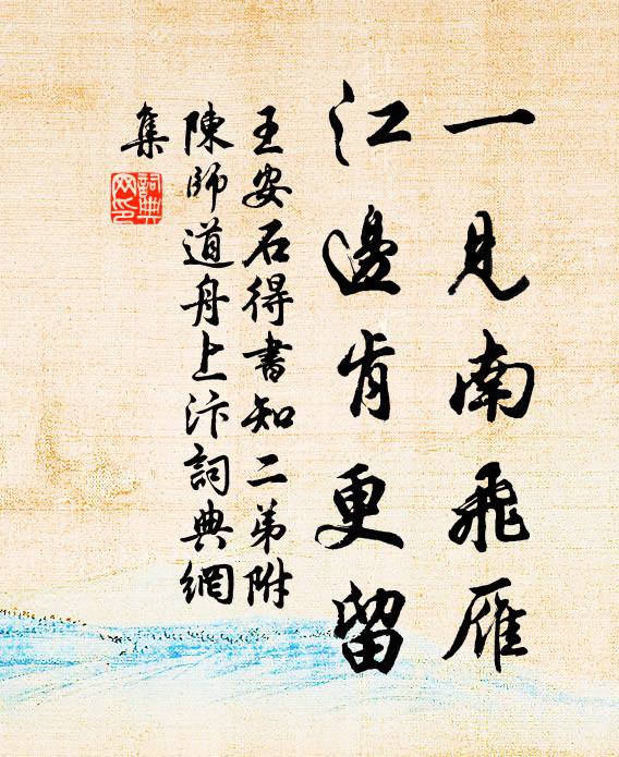 王安石一见南飞雁，江边肯更留书法作品欣赏