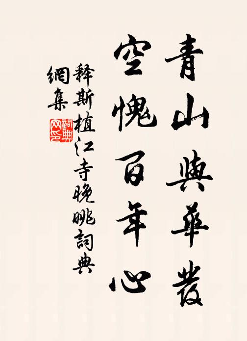释斯植青山与华发，空愧百年心书法作品欣赏