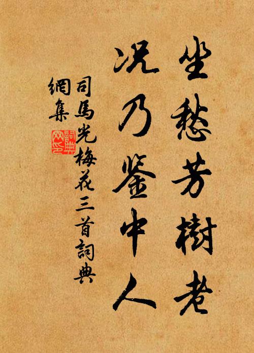 司马光坐愁芳树老，况乃鉴中人书法作品欣赏