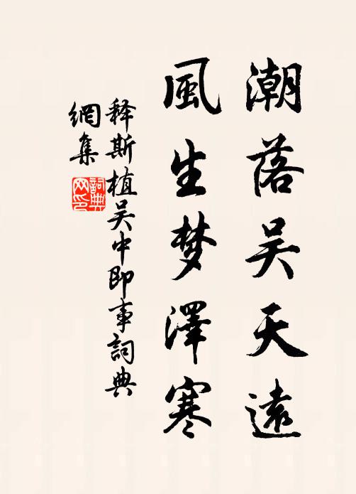释斯植潮落吴天远，风生梦泽寒书法作品欣赏