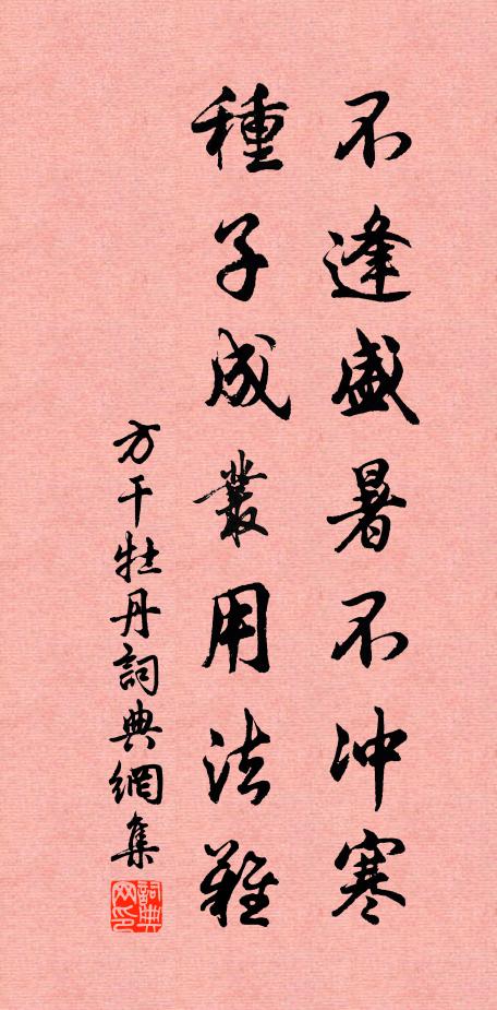 方干不逢盛暑不冲寒，种子成丛用法难书法作品欣赏