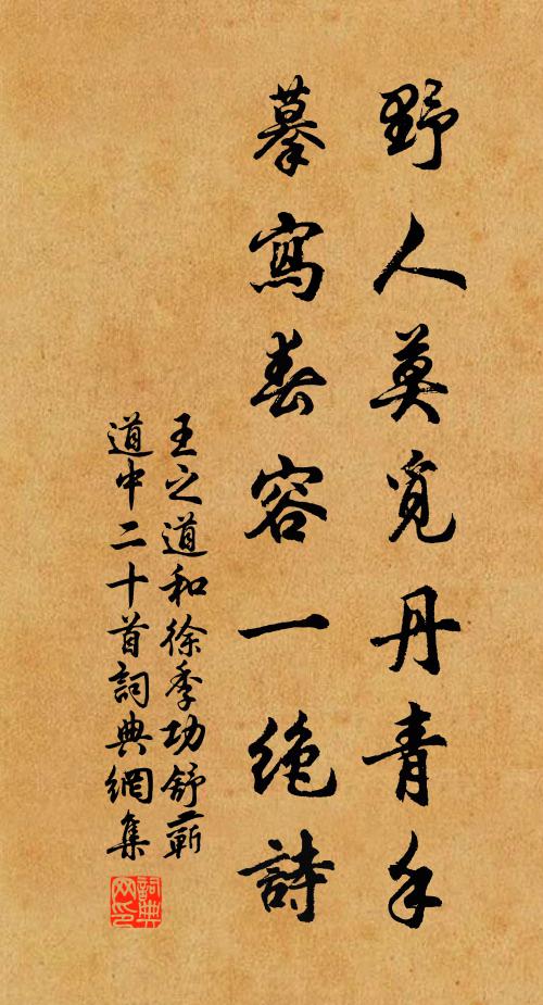 王之道野人莫觅丹青手，摹写春容一绝诗书法作品欣赏