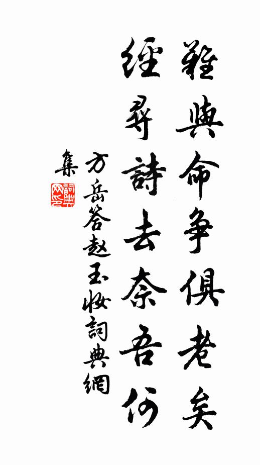 方岳难与命争俱老矣，经寻诗去奈吾何书法作品欣赏