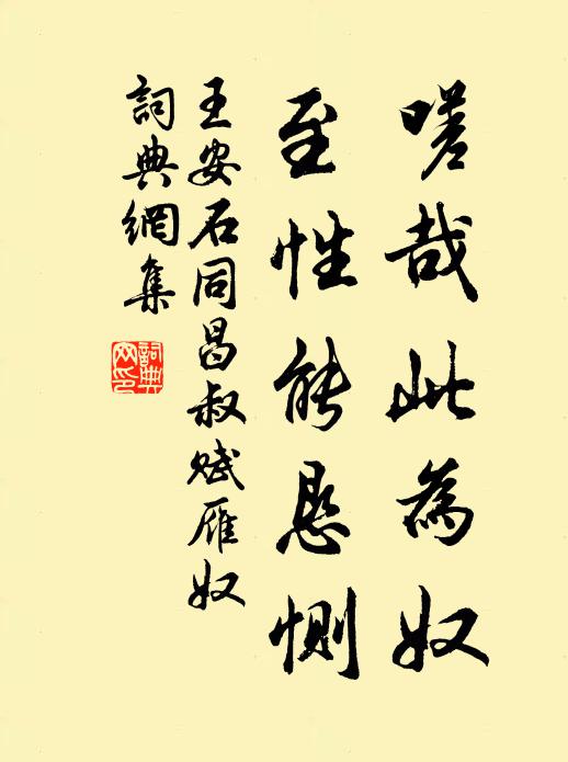 王安石嗟哉此为奴，至性能恳恻书法作品欣赏