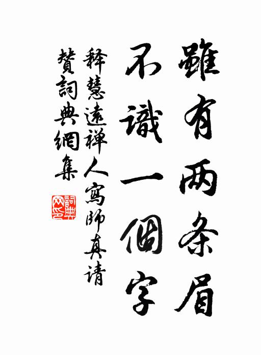 释慧远虽有两条眉，不识一个字书法作品欣赏