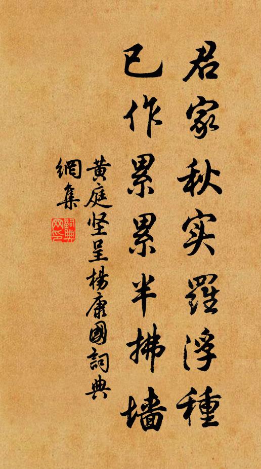 黄庭坚君家秋实罗浮种，已作累累半拂墙书法作品欣赏