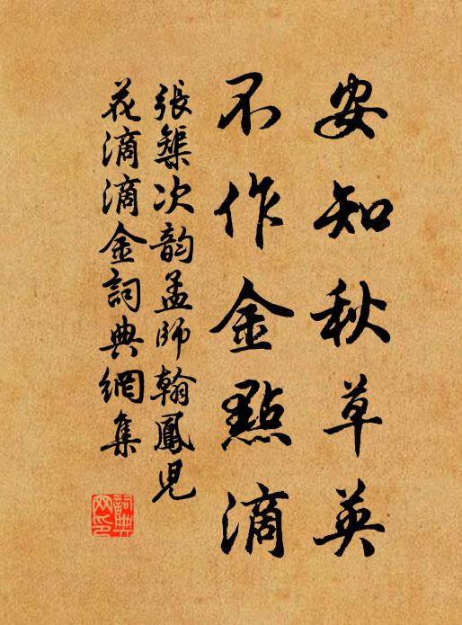 张榘安知秋草英，不作金点滴书法作品欣赏
