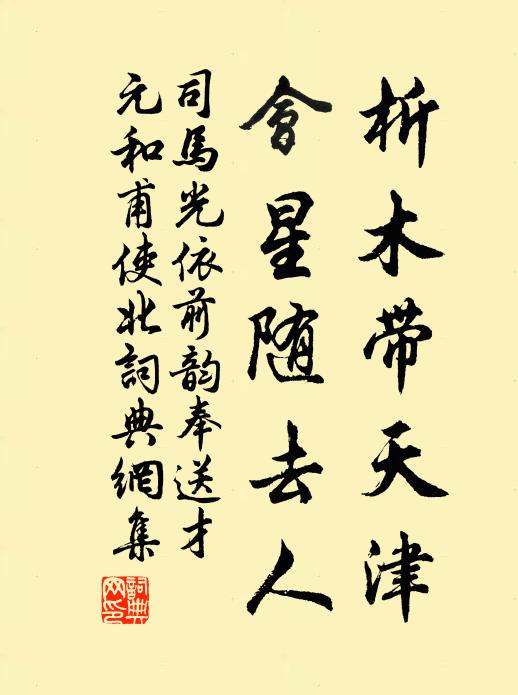 司马光析木带天津，会星随去人书法作品欣赏