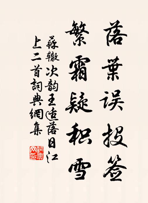 苏辙落叶误投签，繁霜疑积雪书法作品欣赏