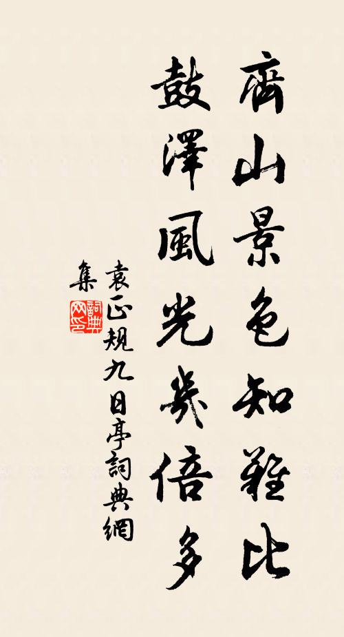 袁正规齐山景色知难比，鼓泽风光几倍多书法作品欣赏