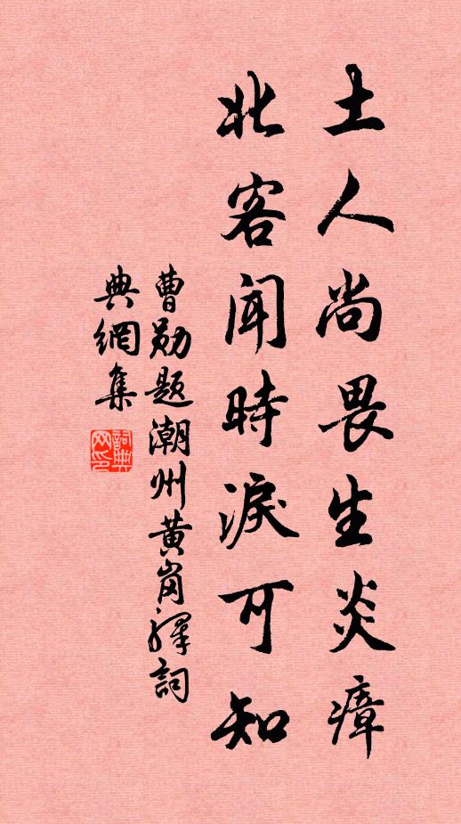 曹勋土人尚畏生炎瘴，北客闻时泪可知书法作品欣赏