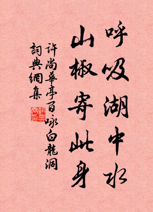许尚呼吸湖中水，山椒寄此身书法作品欣赏